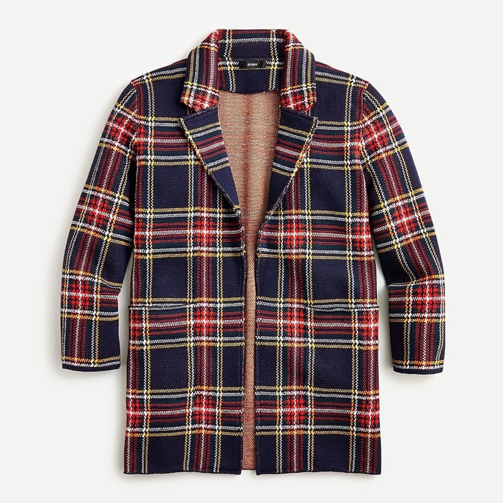 Sophie Open-Front Sweater-Blazer in Stewart Tartan